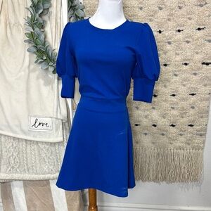 Max + ash Blue Puff Sleeve A-Line Mini Dress size S